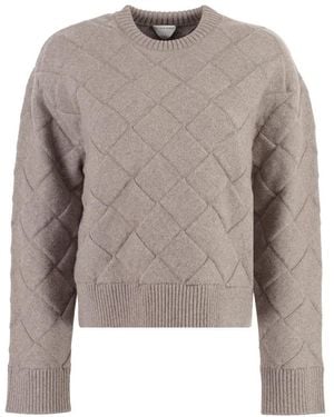 Bottega Veneta Woll Intrecciato Crew-Neck Pullover - Grau