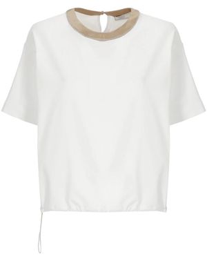 Peserico Overhemden ,Wit ,Katoen Zijden En Katoenen T-Shirt