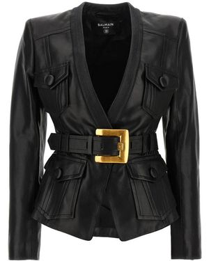 Balmain Leather Jackets - Negro
