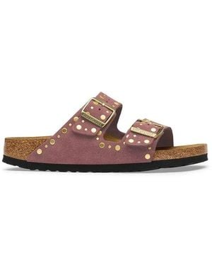 Birkenstock Schoenen ,Roze ,Leer Arizona Rivets Suede Leather - Bruin