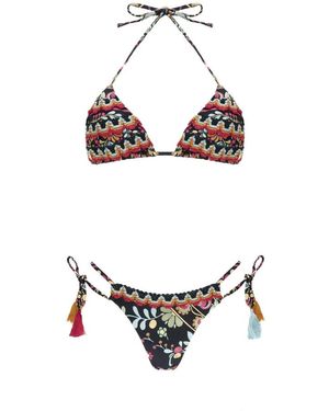 Miss Bikini Badmode ,Veelkleurig ,Driehoek Bikini Met Kanten Borduursel - Metallic