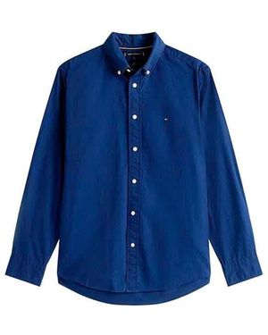 Tommy Hilfiger Blaues Popeline Klassisches Hemd