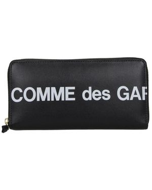 Comme des Garçons Accessoires ,Zwart ,Leer Logo Ritssluiting Portemonnee