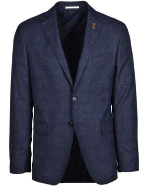 Pal Zileri Gerundete Jacke Mit Knopfverschluss - Blau