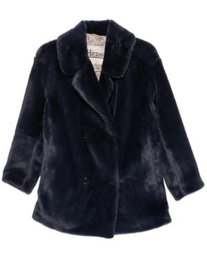 Herno Peacoat Van Imitatiebont Met Bever-Effect - Blauw