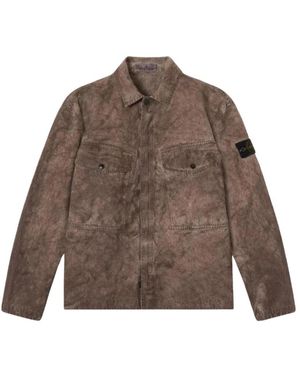Stone Island Jassen ,Bruin ,Katoen Surchemise Zippée