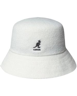 Kangol Accessoires ,Wit ,Katoen Witte Katoenen Bucket Hoed - Grijs