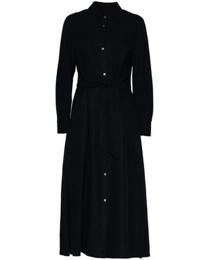 Woolrich Kleedjes ,Blauw ,Linnen Maxi-Jurk Met Ceintuur - Zwart
