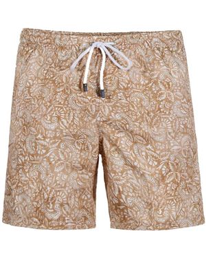 Barba Napoli Gemusterte Elastische Taille Shorts - Natur