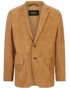 HUGO Suede Blazer Mit Amf-Steppung - Braun