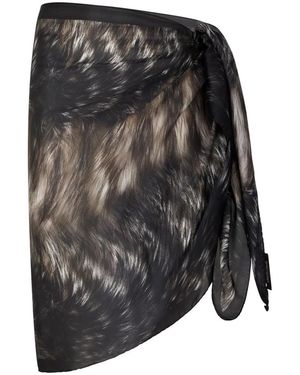 Roberto Cavalli Sjaal Met Fur-Print - Zwart