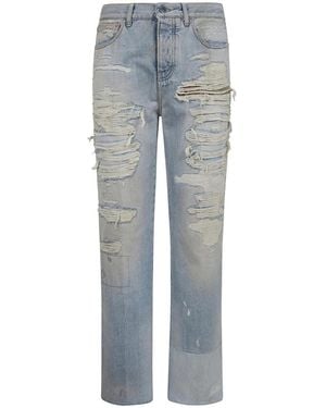 Amiri Jeans ,Blauw ,Katoen Distressed Straight Leg Jeans