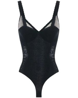 Elisabetta Franchi Body Aus Strick Und Spitze - Schwarz