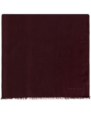 Ferragamo Accessoires ,Rood ,Kasjmier Cashmere Sjaal Met Geborduurd Logo - Paars