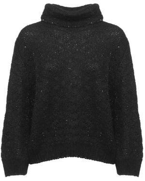 Panicale Pullover Met Hoge Hals En Pailletten Van Alpacamix - Zwart