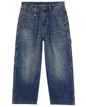 R13 Jeans ,Blauw ,Katoen Cropped Wide Leg Carpenter Jean