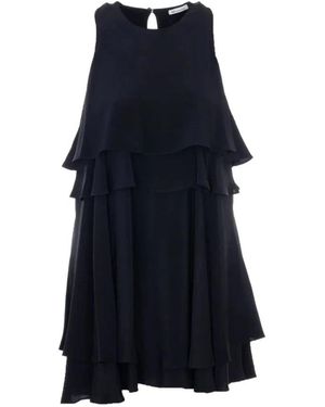 Ami Paris Jurk Met Ruches En Ronde Hals - Blauw