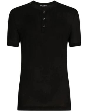 Dolce & Gabbana Seiden-Henley-T-Shirt - Schwarz
