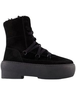 Gia Borghini Klobige Sohle-Schnürstiefel in schwarzem Leder