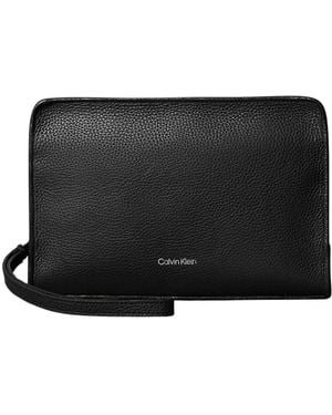 Calvin Klein Tassen ,Zwart ,Leer Foil Embossed Logo Pouch
