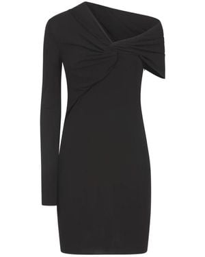 Saint Laurent Asymmetrische Crêpe Knit Jurk - Zwart
