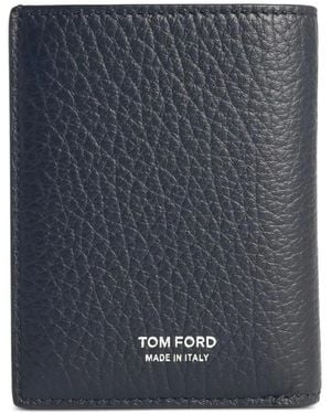 Tom Ford Schwarzes Lederportemonnaie Mit Kartenschlitzen - Blau