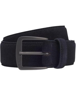 HUGO Accessoires ,Blauw ,Suède Italiaans Suède Riem Met Gunmetal Gesp