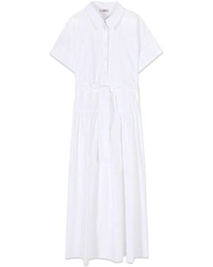 Oltre Hemdblusenkleid Aus Popeline Mit Bindegürtel - Weiß