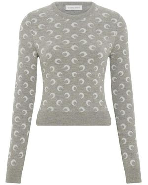 Marine Serre Dunstiger Grauer Halbmond Pullover