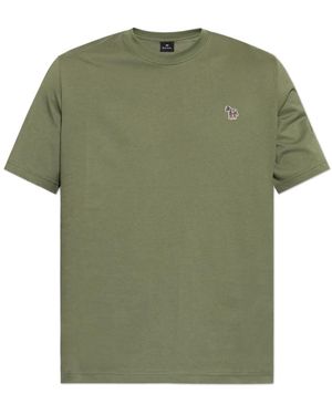 Paul Smith Tops ,Groen ,Katoen T-Shirt Met Patch