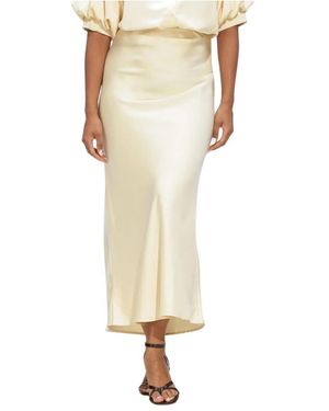 Notre-v Rokken ,Geel ,Denim Nv-Hildegard Midi Rok - Naturel