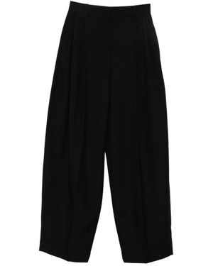 Jacquemus Zwarte Geplooide Hoge Taille Wollen Broek