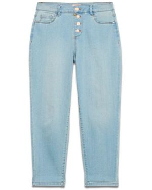 Oltre Boyfit-jeans in stone-washed-optik mit schmuckknöpfen - Blau