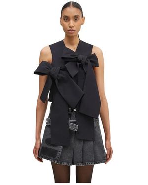 Ambush Jassen ,Blauw ,Wol Ribbon Vest - Zwart