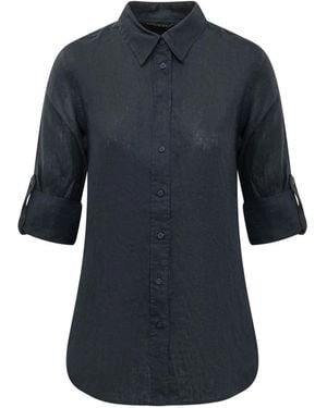 Ralph Lauren Overhemden ,Blauw ,Linnen Karrie Long Sleeve Shirt