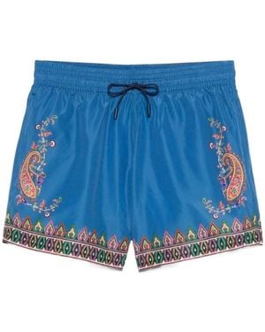 Etro Badmode ,Blauw ,Polyester Zwemshorts Met Paisleyprint