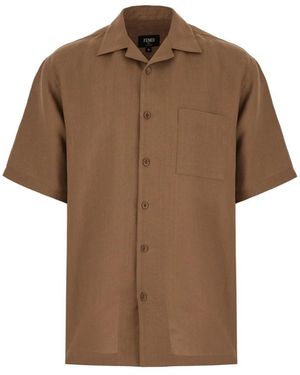 Fendi Overhemden ,Bruin ,Overhemden Met Korte Mouwen