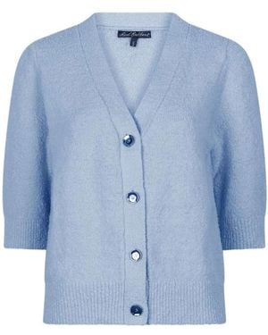 Red Button Popcorn Cardigan - Blau
