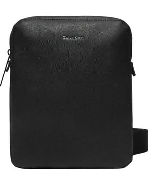 Calvin Klein Schwarze Leder Umhängetasche
