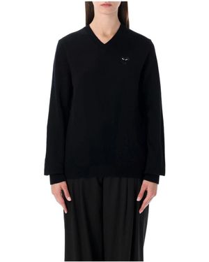 COMME DES GARÇONS PLAY V-Neck Knitwear - Black