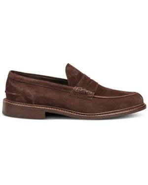Tricker's Dunkelbraune flache wildlederschuhe