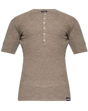 DSquared² Tops ,Bruin ,Wol Wolondergoed T-Shirt - Grijs