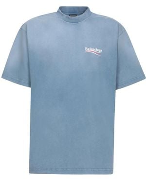 Balenciaga Blaues T-Shirt Mit Rundhalsausschnitt