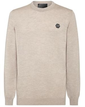 Philipp Plein Mko1013 Pullover Rundhals - Weiß