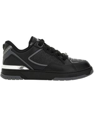Versace Schoenen ,Zwart ,Leer Greca Medusa Lage Sneakers