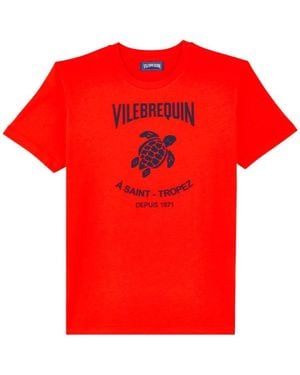 Vilebrequin T-shirt aus baumwolle mit logoprägung - Rot
