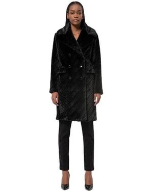 Fracomina Double-Breasted Coats - Black