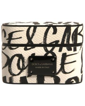 Dolce & Gabbana Accessoires ,Veelkleurig ,Leer Leren Scribble Logo Airpods Hoesje Met Reliëf - Metallic