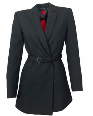 BOSS Schwarzer Seersucker Blazer Mit Gürtel
