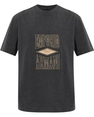 Emporio Armani T-Shirt Met Geborduurd Logo - Zwart
